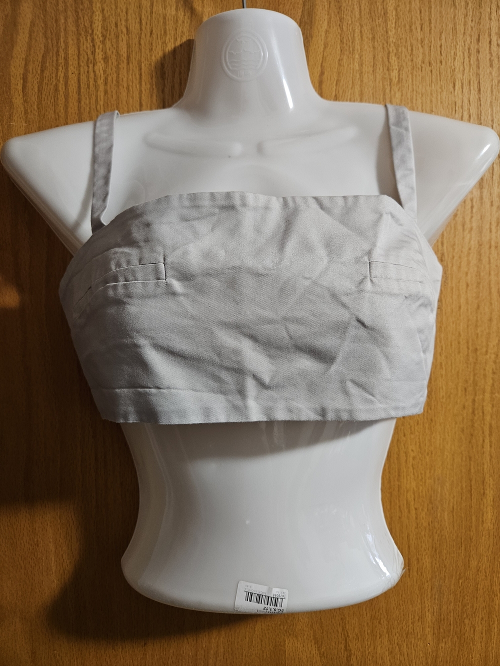 Zara Light Gray Square-Neck Crop Top